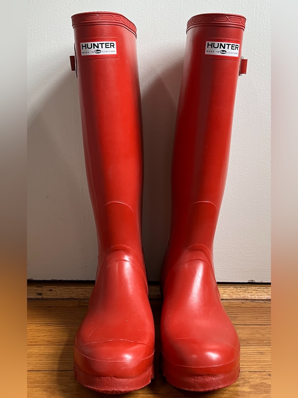 RARE Made in Britain Hunter Red Women's Tall Rain Boots Wellies US Women’s 11